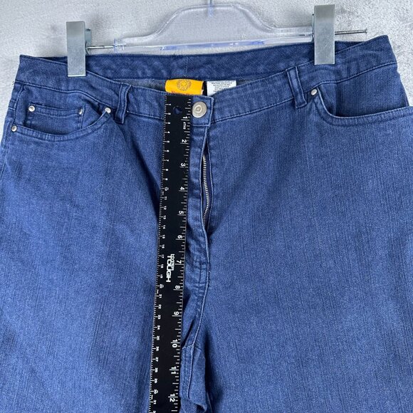 Ruby Rd. Cropped Jeans Womens Size 14 Studded Ankle Slit Medium Wash Blue - Picture 8 of 12